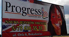 Banner dla szkoły językowej Progress.